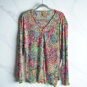 Vintage Y2K Choices Woman 3X Crinkle Cardigan Colorful Button Up Maximalist Chic